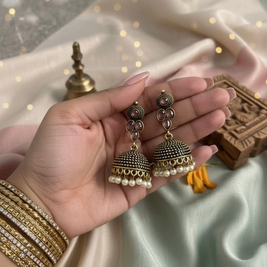Kumud Jhumkis (Light Pink)