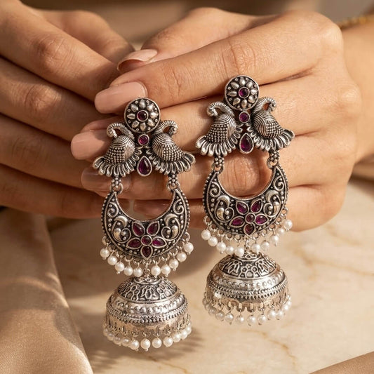 Peacock Chandbali (Pink)