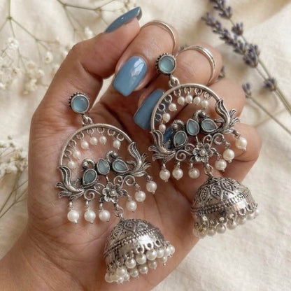 Chandbali Jhumka (Blue)