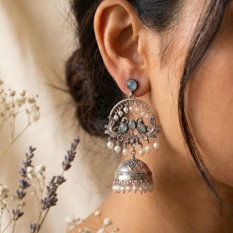 Chandbali Jhumka (Blue)