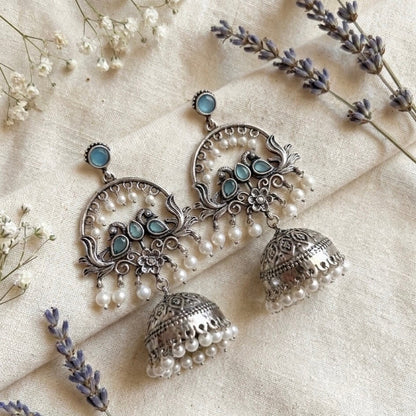 Chandbali Jhumka (Blue)