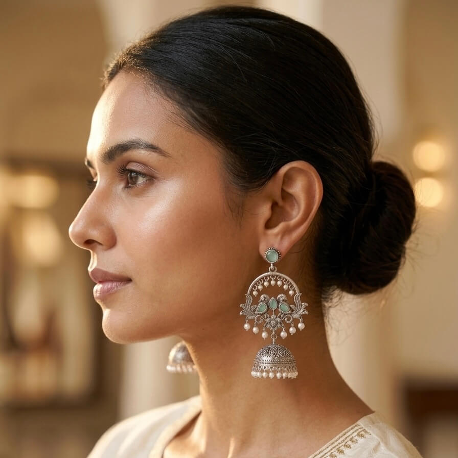 Chandbali Jhumka (Green)
