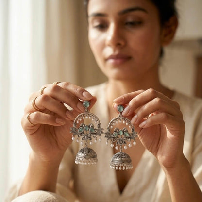 Chandbali Jhumka (Green)