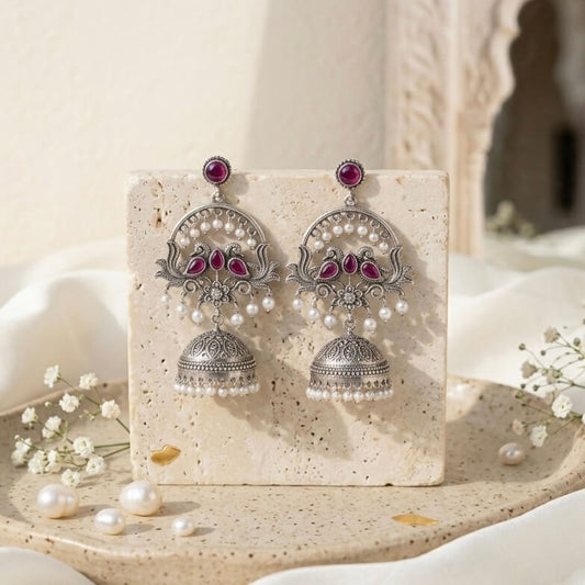 Chandbali Jhumka (Dark Pink)
