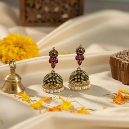 Kumud Jhumkis (Hot Pink)