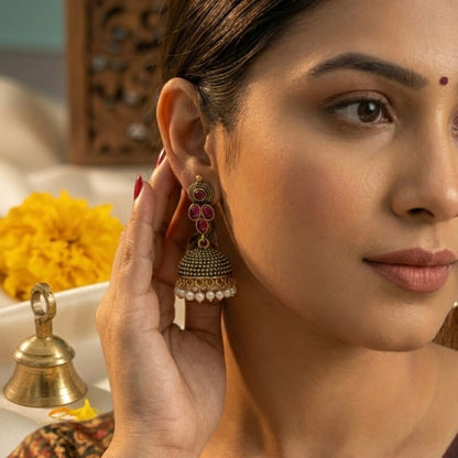 Kumud Jhumkis (Hot Pink)