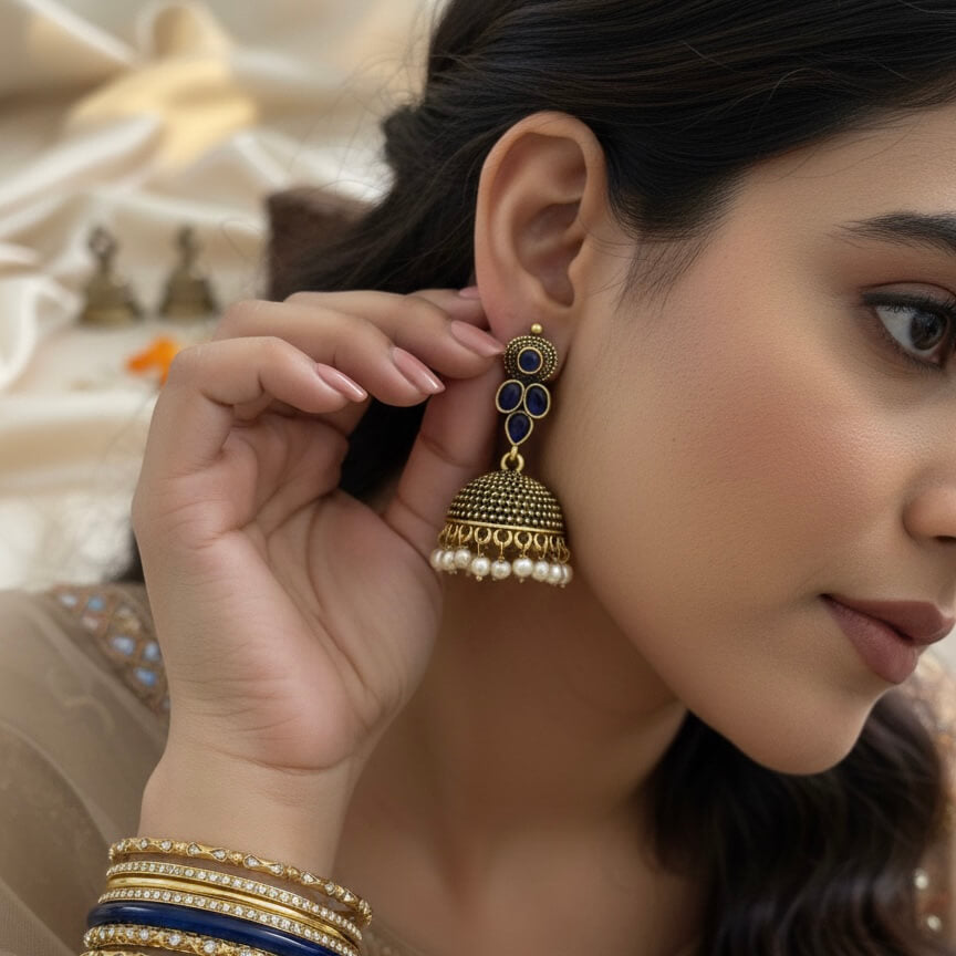 Kumud Jhumkis (Blue)