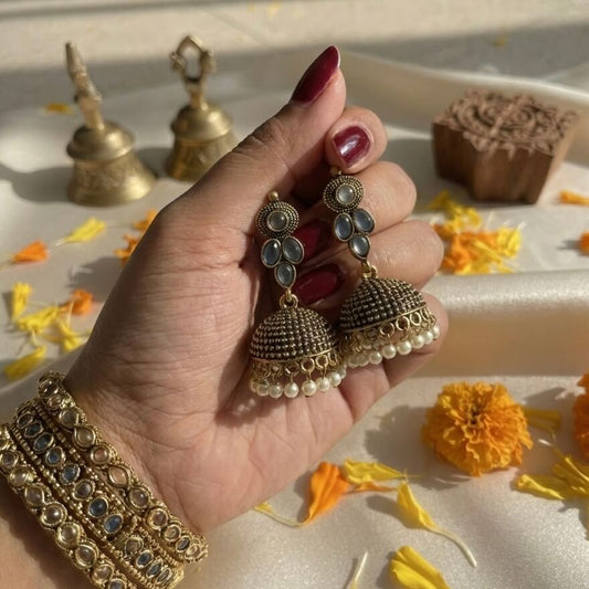 Kumud Jhumkis (Light Blue)