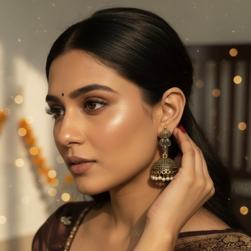 Kumud Jhumkis (Light Blue)