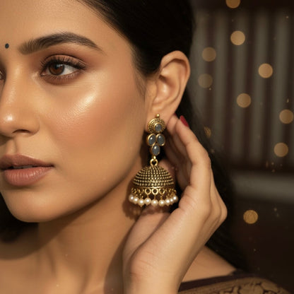 Kumud Jhumkis (Light Blue)