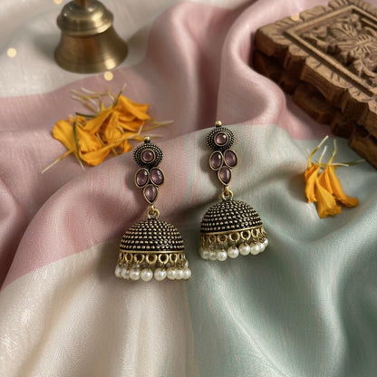 Kumud Jhumkis (Light Pink)