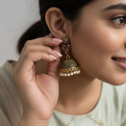 Kumud Jhumkis (Light Pink)