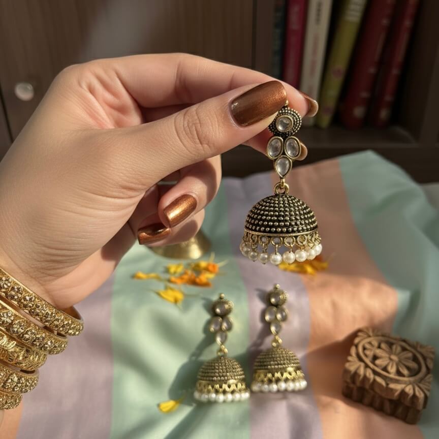 Kumud Jhumkis (Grey)