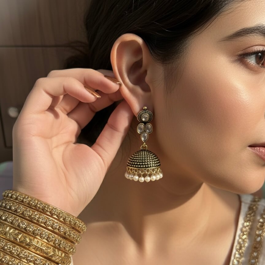 Kumud Jhumkis (Grey)