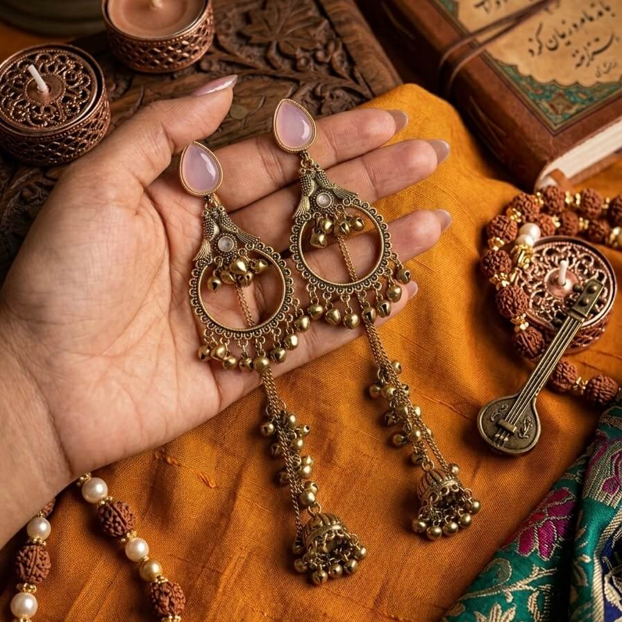 Kashmiri Royale Jhumka (Light Pink)