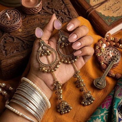 Kashmiri Royale Jhumka (Light Pink)
