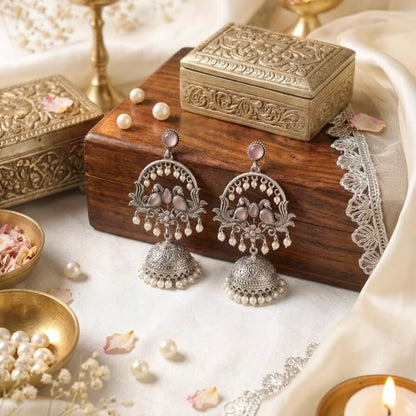Chandbali Jhumka (Light Pink)