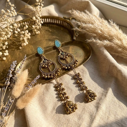 Kashmiri Royale Jhumka (Light Blue)