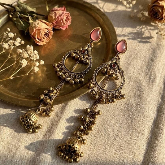 Kashmiri Royale Jhumka (Light Red)