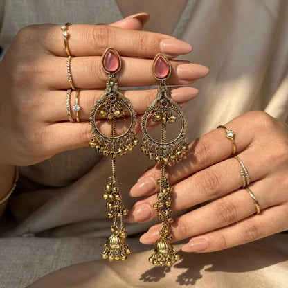 Kashmiri Royale Jhumka (Light Red)