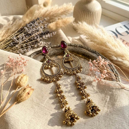 Kashmiri Royale Jhumka (Dark Pink)