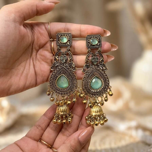 Vintage Kashmiri Earrings (Mint Green)