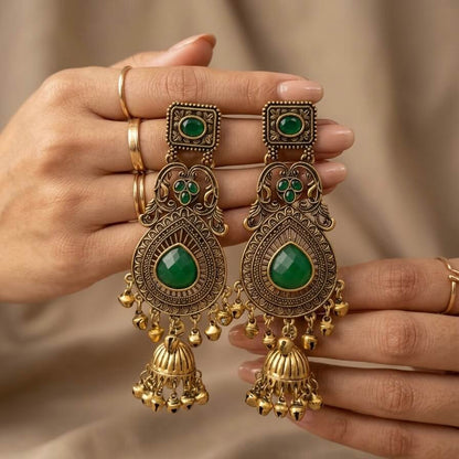 Vintage Kashmiri Earrings (Green)