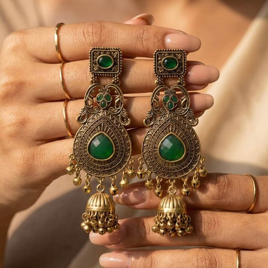 Vintage Kashmiri Earrings (Green)
