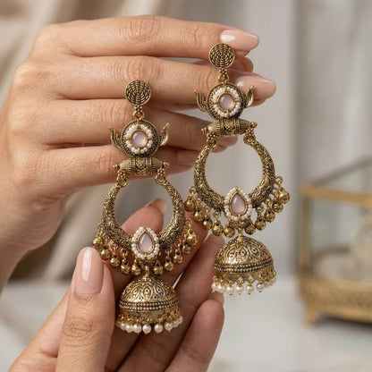 Rajasi Jhumkas (Pastel Pink)