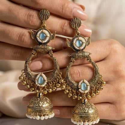Rajasi Jhumkas (Pastel Blue)