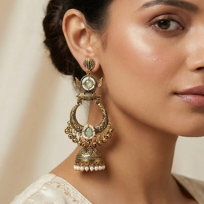 Rajasi Jhumkas (Pastel Green)