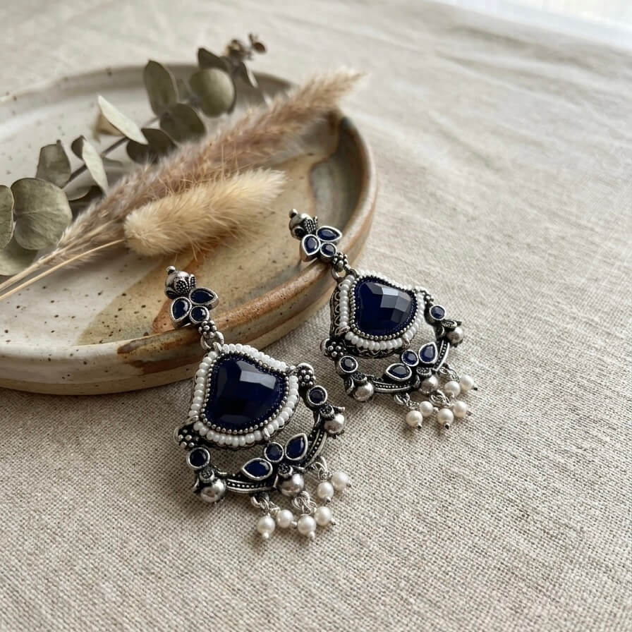 Elara Earrings (Navy Blue)
