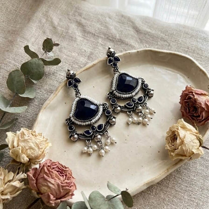 Elara Earrings (Navy Blue)