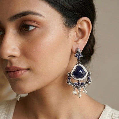 Elara Earrings (Navy Blue)