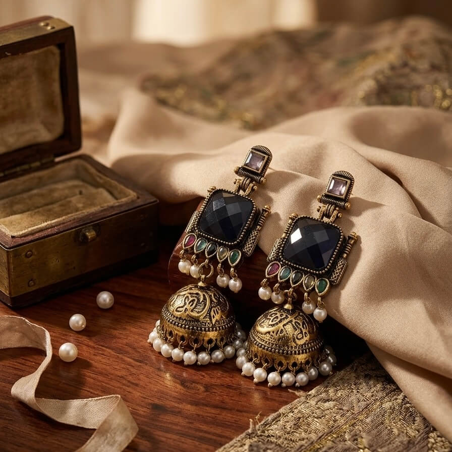 Pearl Bells Jhumka (Multicolor)