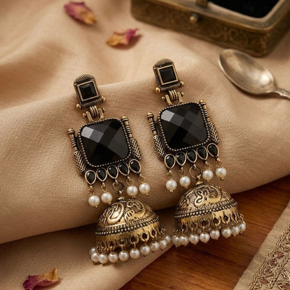 Pearl Bells Jhumka (Black)