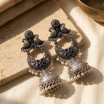 Peacock Chandbali (Blue)