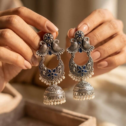 Peacock Chandbali (Blue)