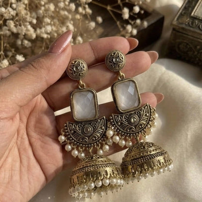 Noor Jhumka (Pastel Grey)