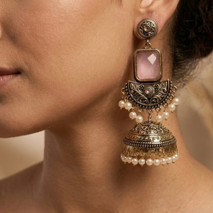 Noor Jhumkas (Pastel Pink)