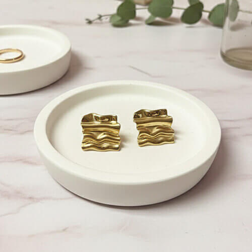 Pleated Gold Studs